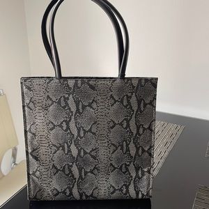 Portolano leather snake skin embossed tote
